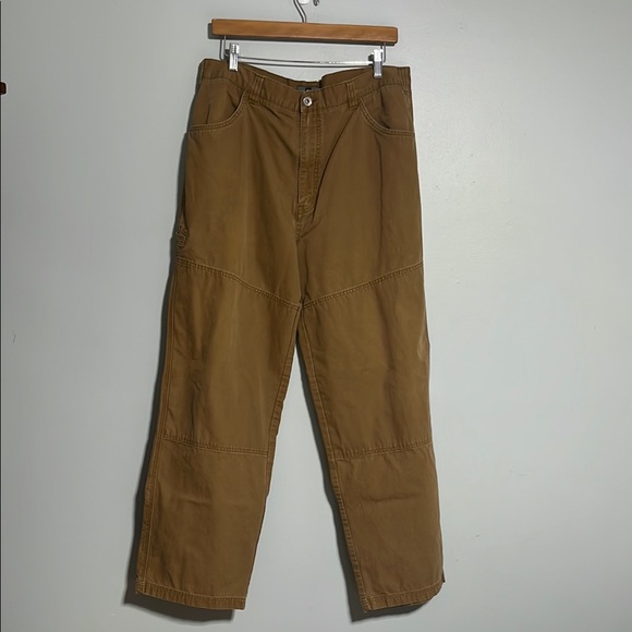 REI Bucksaw Logger Wide Leg Double Knee Brown Utility Pants Size 38x32 Workwear - Picture 3 of 8